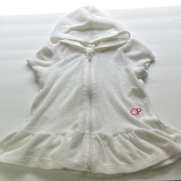 OCEAN PACIFIC OP White Hooded Zip-Up Dress Swimsuit Cover Up Toddler Girls 18M - Picture 2 of 11